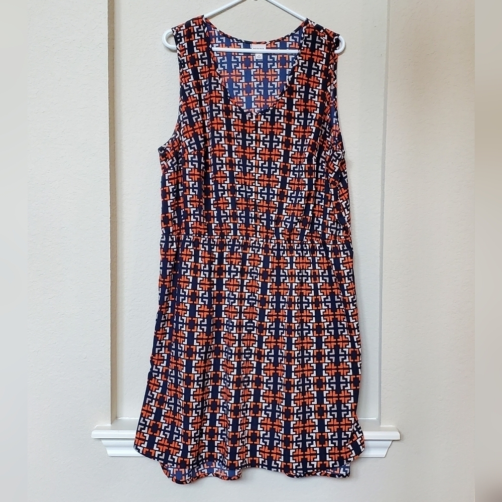 Merona Sleeveless Geometric Print Polyester V-neck Dress With Pockets Size 2X